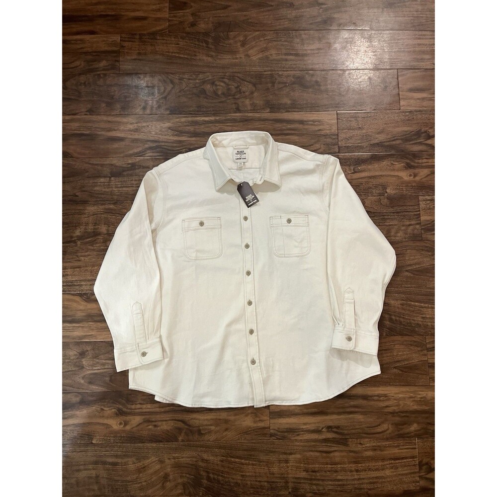 NWT Blake Shelton x Lands' End Shirt Mens Cream Rugged canvas Button-Up 4XL